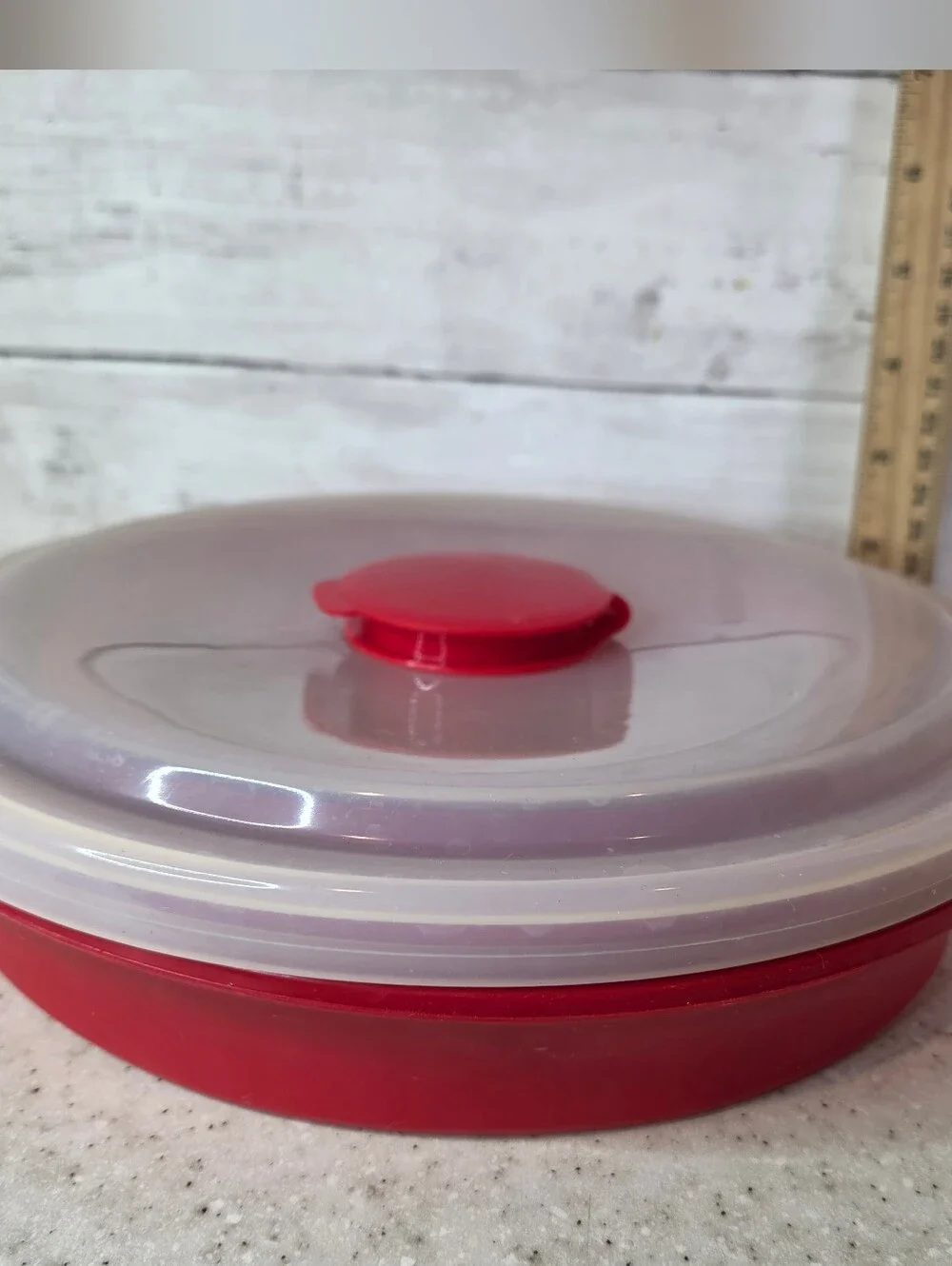 Pampered Chef Collapsible Silicone Microwave Popcorn Maker Bowl Red 9